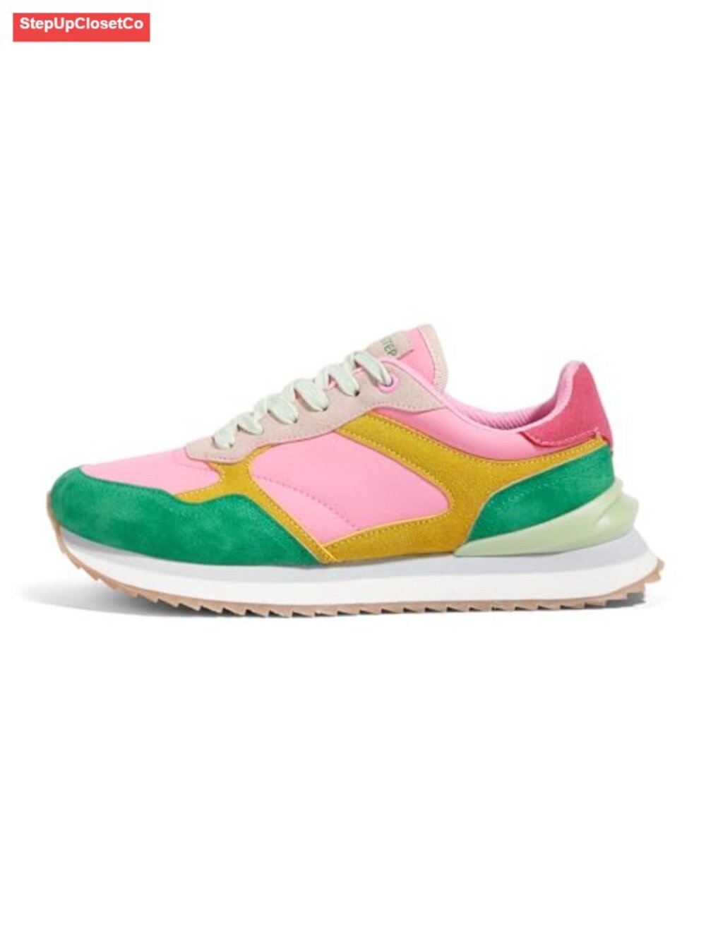 Platform Fashion Sneakers Suede Colorblock Retro Casual Tennis Running Shoes